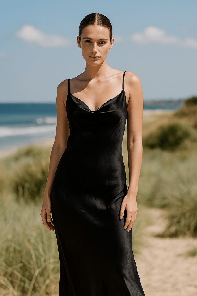 Eléna™ Satin Lace Up Backless Maxi Dress - VC Edit