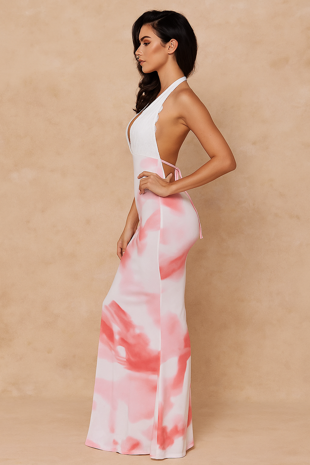 Elysia™ Lace Patchwork Halter Maxi Dress - Image 2
