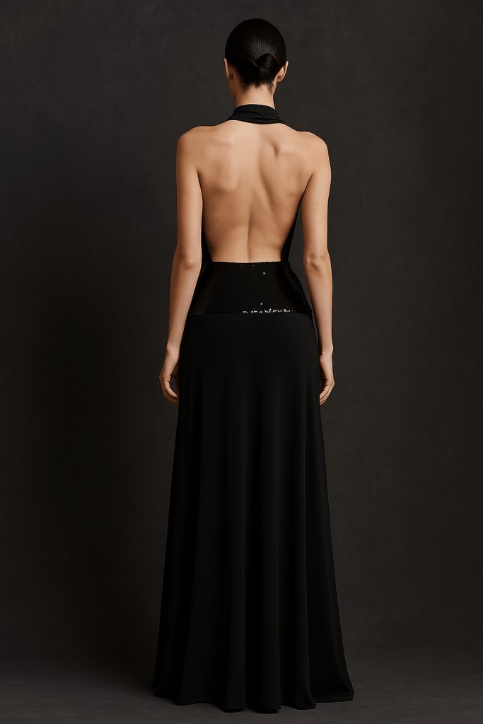Lunara™ Halter Patchwork Draped Maxi Dress