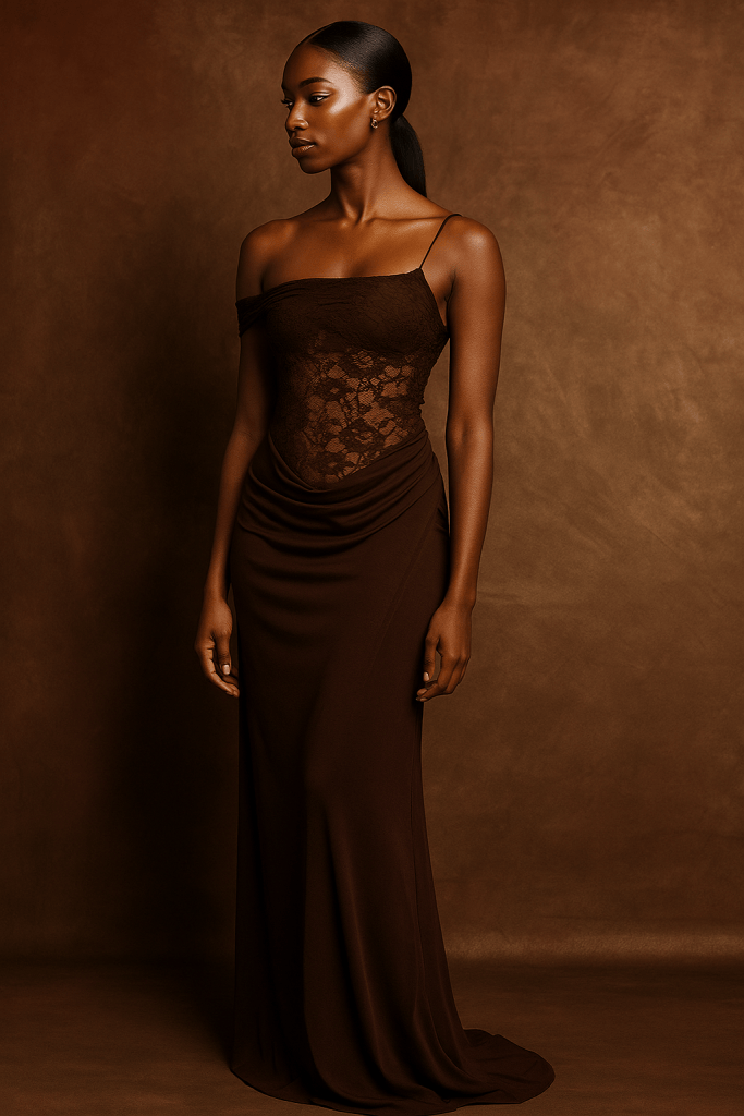 Celestia™ One-Shoulder Lace Maxi Dress
