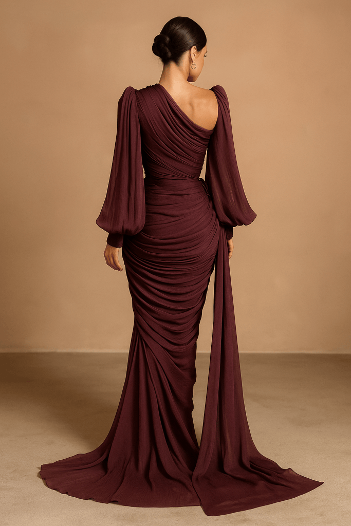 Elowen™ Pleated Long Sleeve Maxi Dress