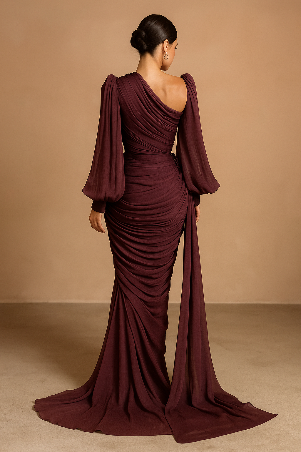 Elowen™ Pleated Long Sleeve Maxi Dress - Image 4