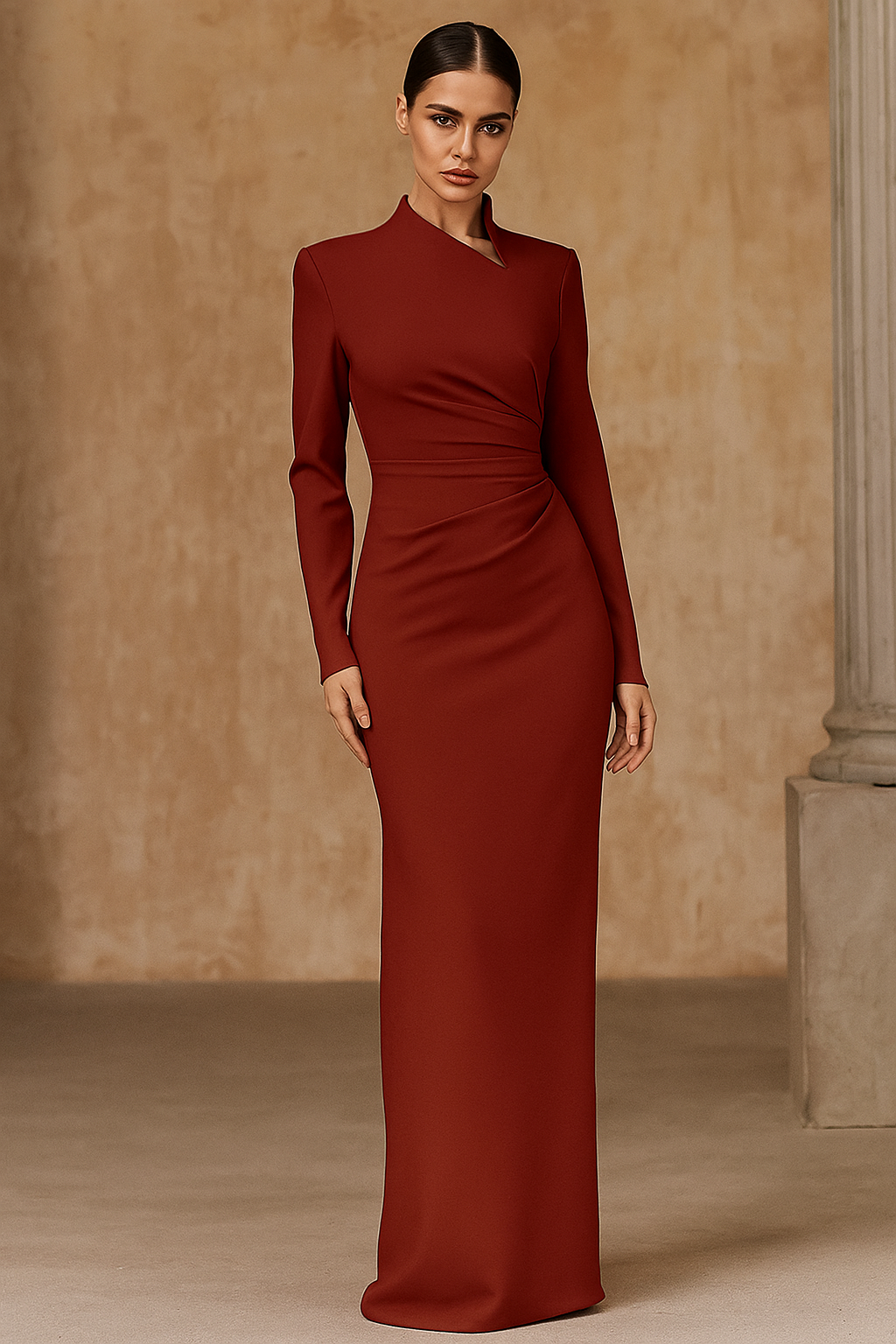 Isolde™ Satin Long Sleeve Maxi Dress - Image 5