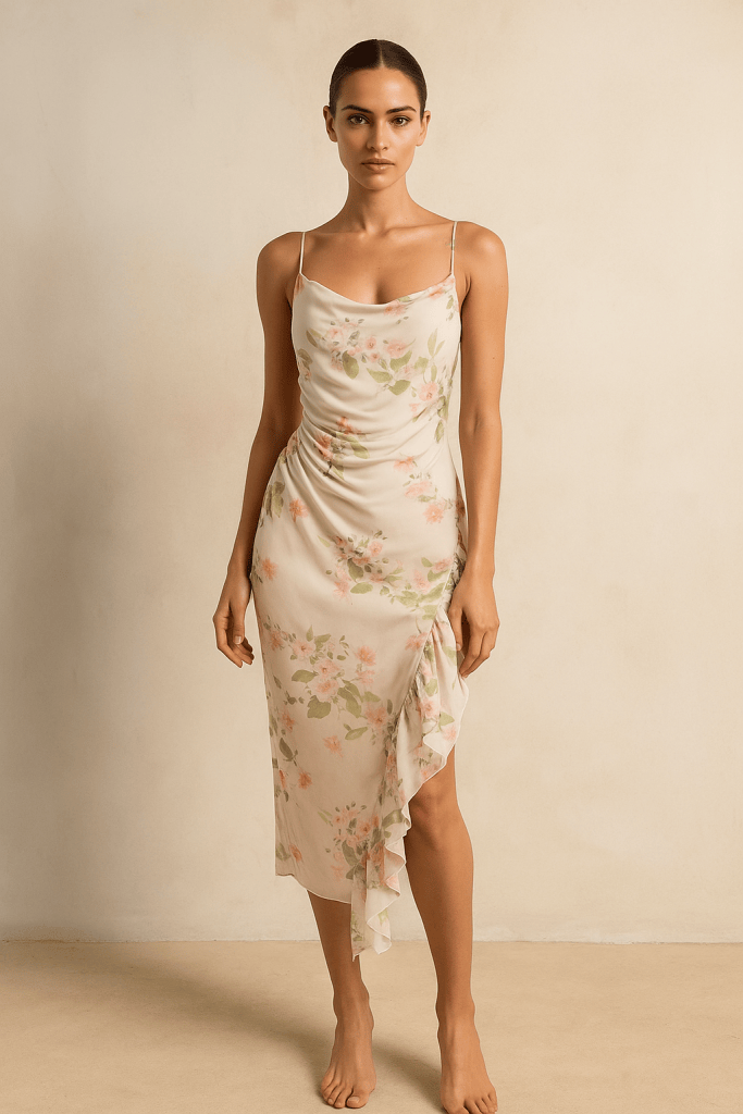 Rosalía™ Floral Satin Midi Dress