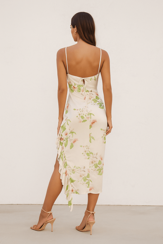 Rosalía™ Floral Satin Midi Dress