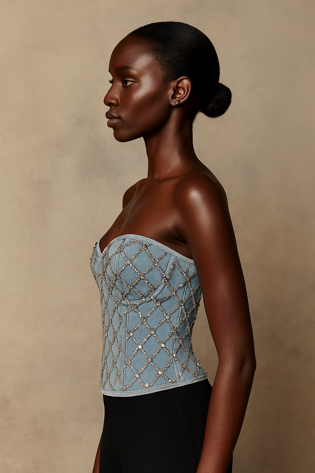 Aveline™ Strapless Bustier Crop Top – Diamond Embellished Corset Top - Image 2