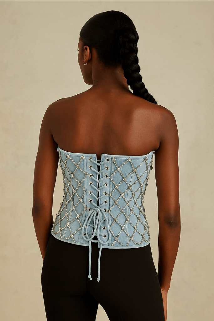 Aveline™ Strapless Bustier Crop Top – Diamond Embellished Corset Top