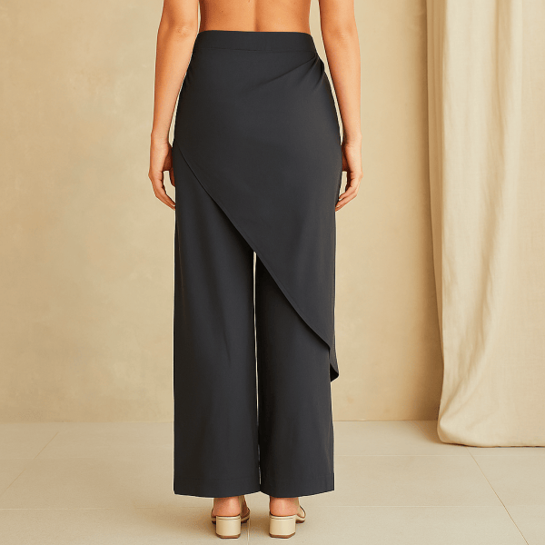Celestia™ Loose Fit Spliced Trousers with Skirt Overlay - Image 3