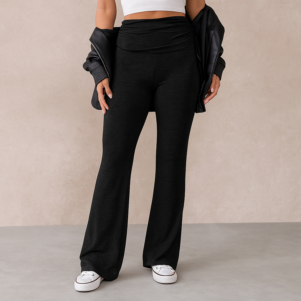 Celina™ Ruched Side Drawstring Flare Trousers - Image 4