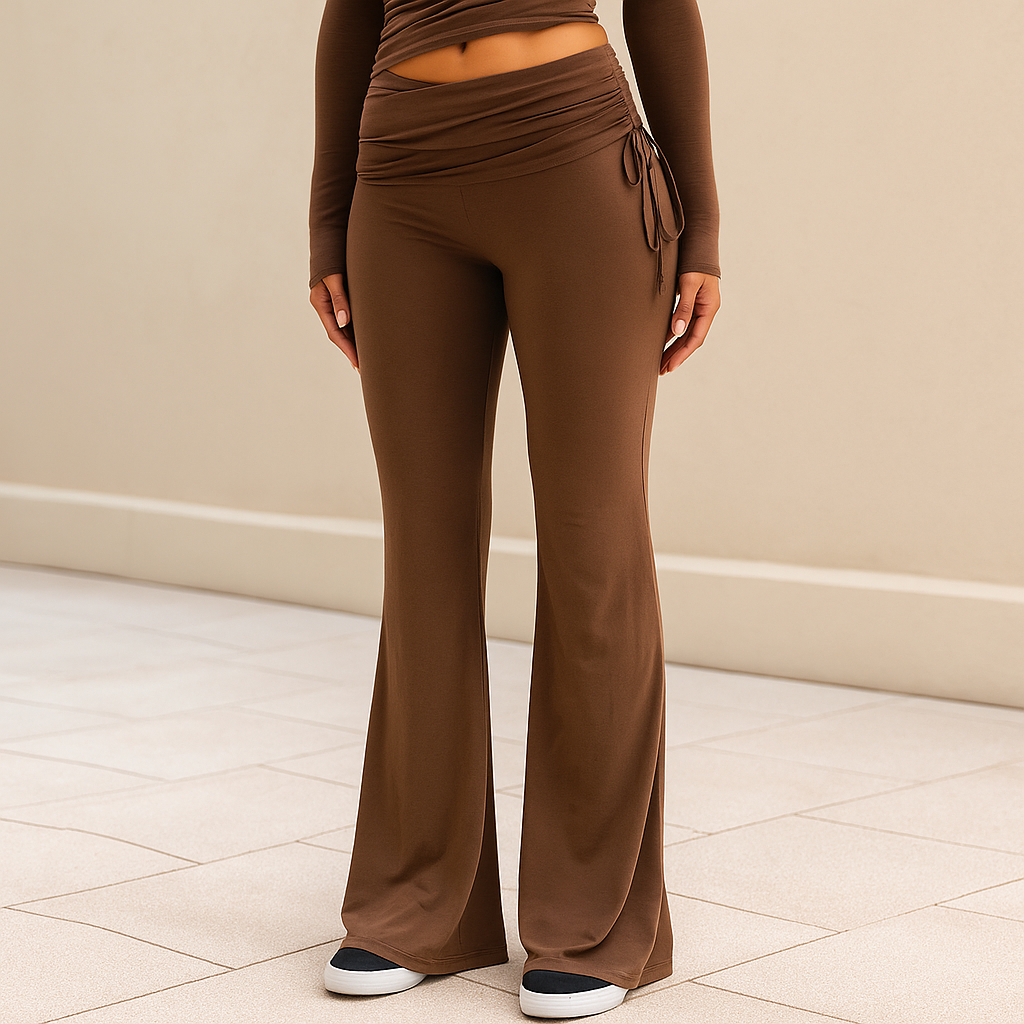 Celina™ Ruched Side Drawstring Flare Trousers - Image 5