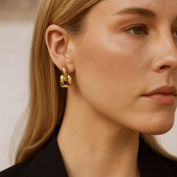 Aurelia™ Gold Oval Splicing Earrings - Image 2