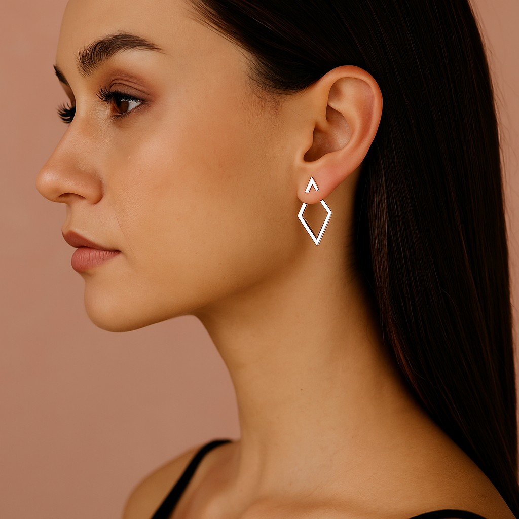 Celina™ Square Earrings with Detachable Triangles - Image 2