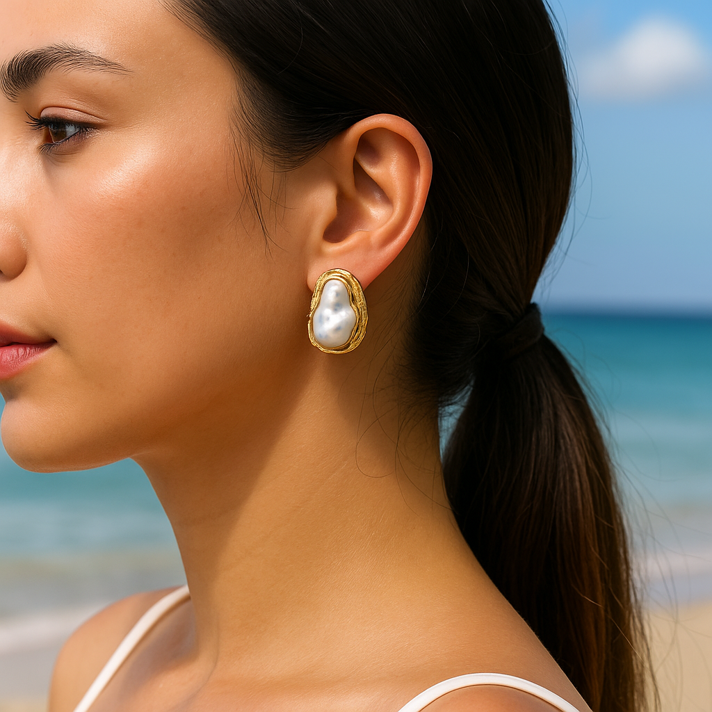 Aurelia™ Baroque Pearl Stud Earrings - VC Edit - Image 2