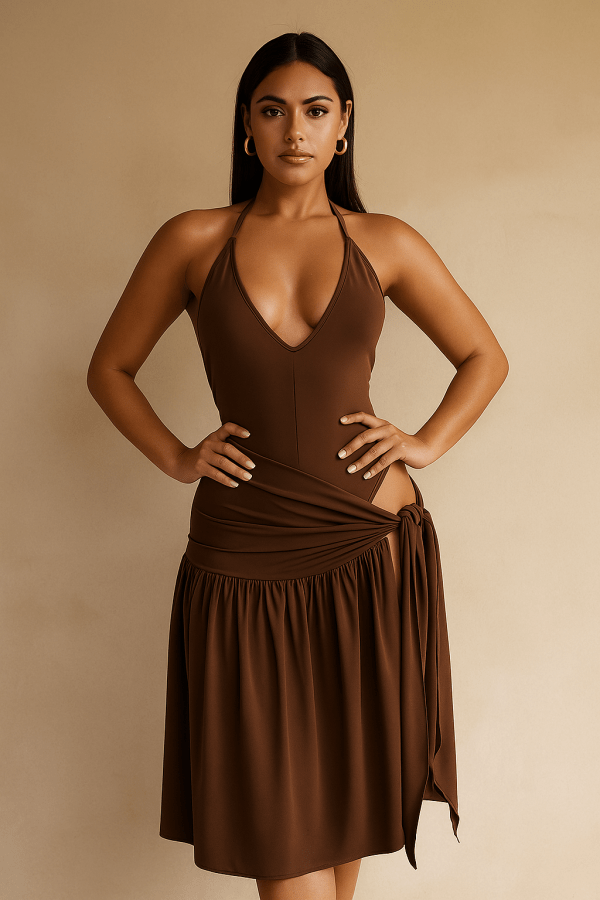 Celestia™ Halter Wrap Skirt Midi Dress