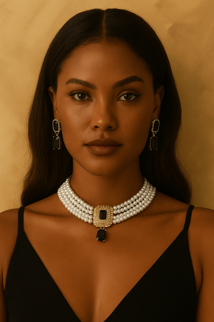 Aurora™  Multilayer Pearl Diamond Set – Necklace & Earring