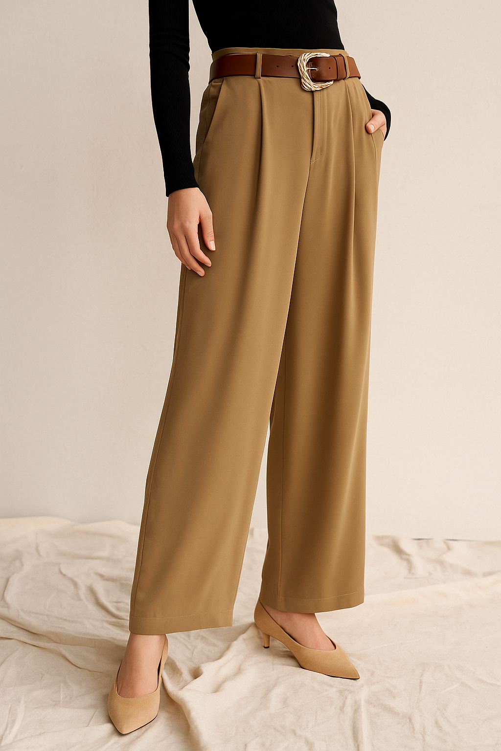 Celestia™ Soft Satin Belted Long Trousers - Image 2