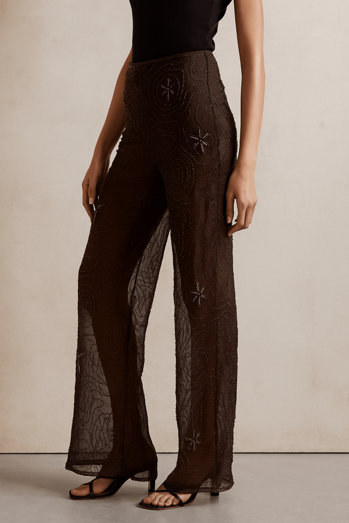 Aurelia™ Beaded Sheer Wide Leg Trousers