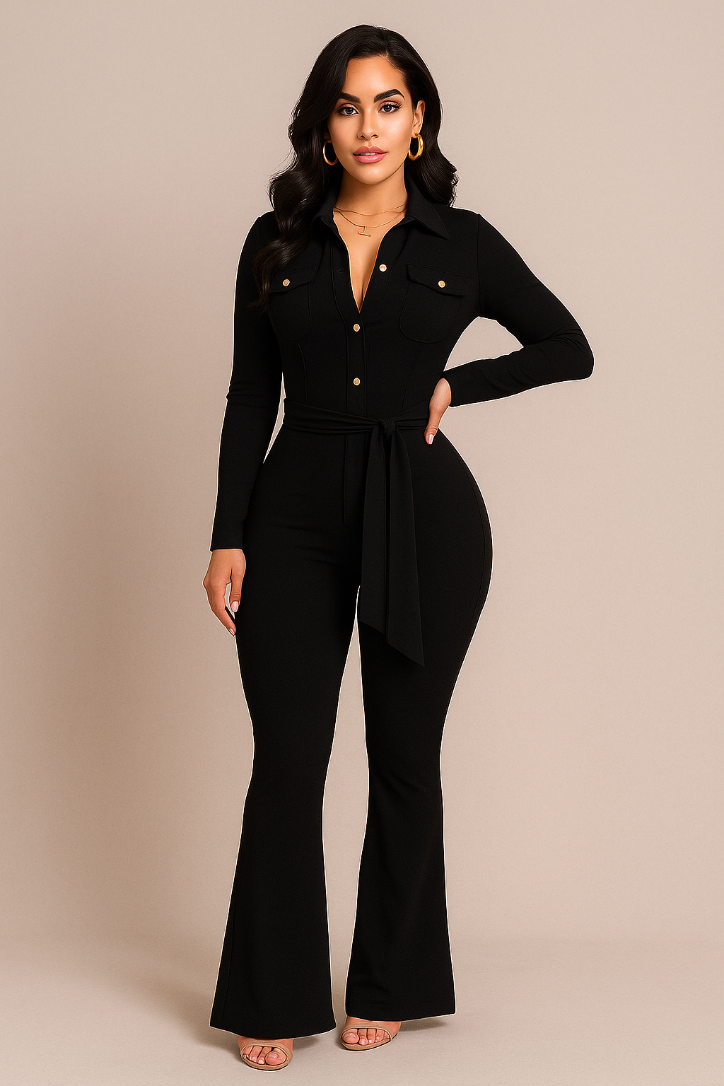Celina™ Long Sleeve Belted Jumpsuit - Image 2