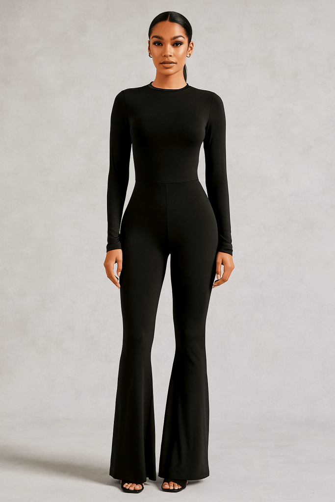 Isadora™ Backless Bodycon Flared Jumpsuit