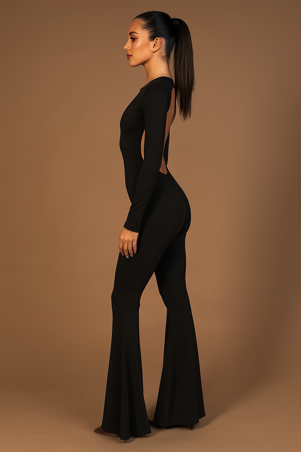 Isadora™ Backless Bodycon Flared Jumpsuit - Image 2