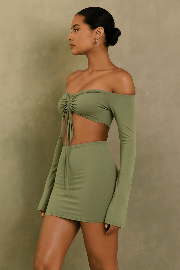 Isadora™ Ruched Crop Top & Skirt Set - Image 2