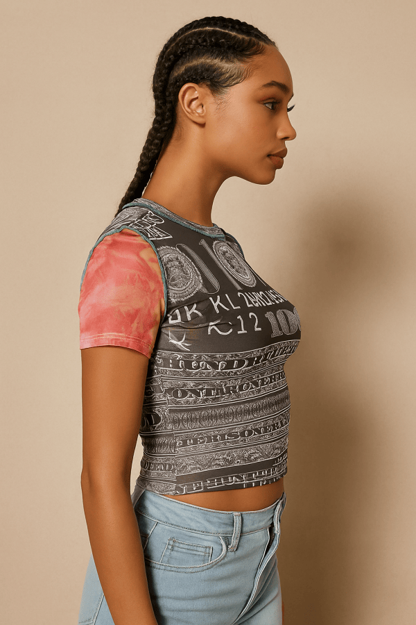 Isadora™ Mesh Dollar Print Crop Top - Image 2