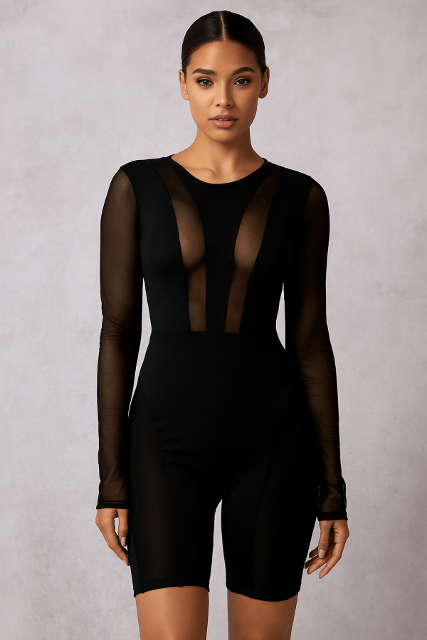 Isadora™ Mesh Detail Romper Jumpsuit