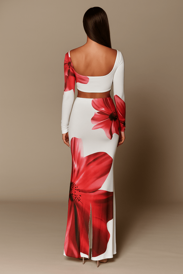 Serenya™ Floral Lace-Up Top & Skirt Set - Image 2