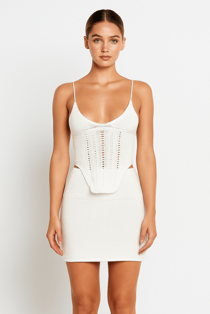Amara™ Knitted Spaghetti Strap Top & Skirt Set