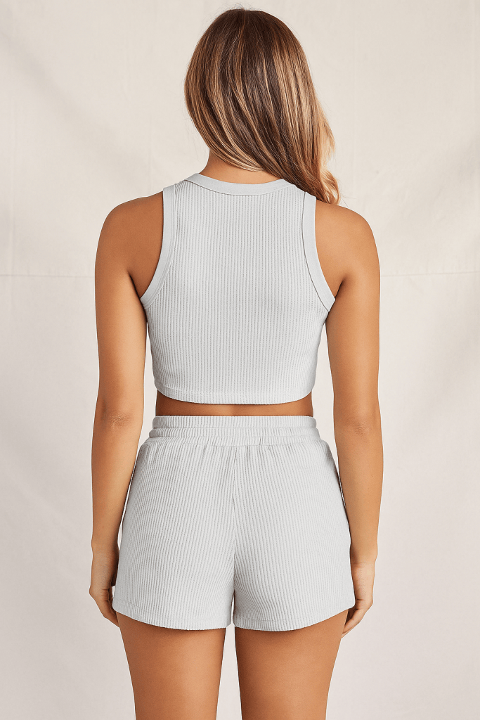 Vivara™ Sleeveless Crop Vest & Tethered Shorts Set