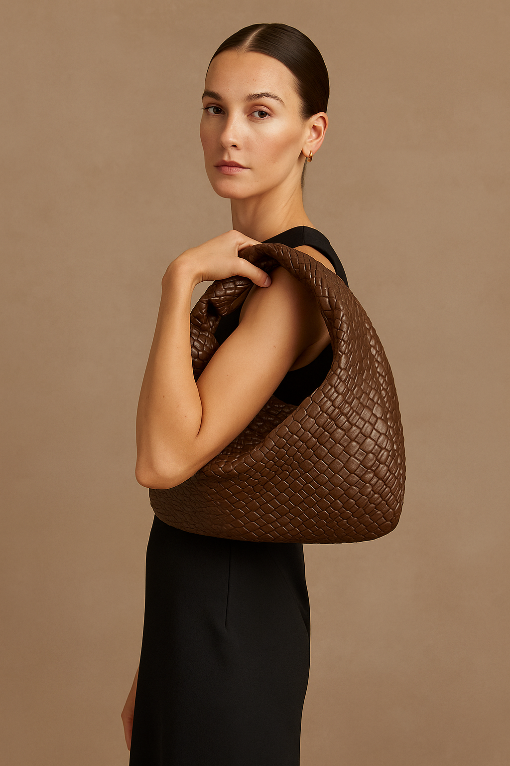 Aurielle™ Brown Woven Knot Handbag - Image 2