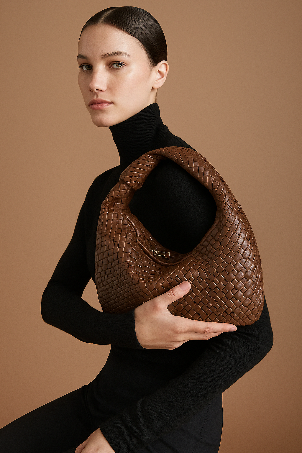 Aurielle™ Brown Woven Knot Handbag - Image 3