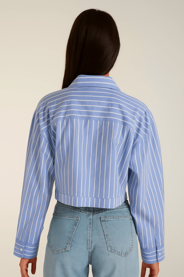Celestia™ Loose Striped Cropped Blouse - Image 3