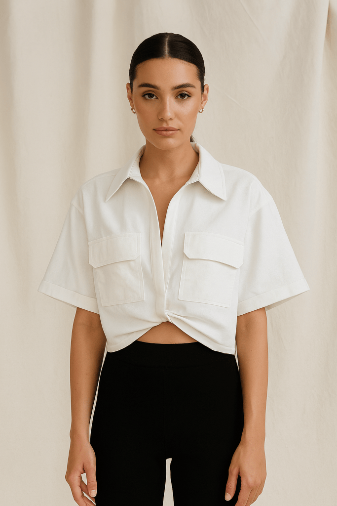 Serenya™ Asymmetrical Knot Short Sleeve Shirt