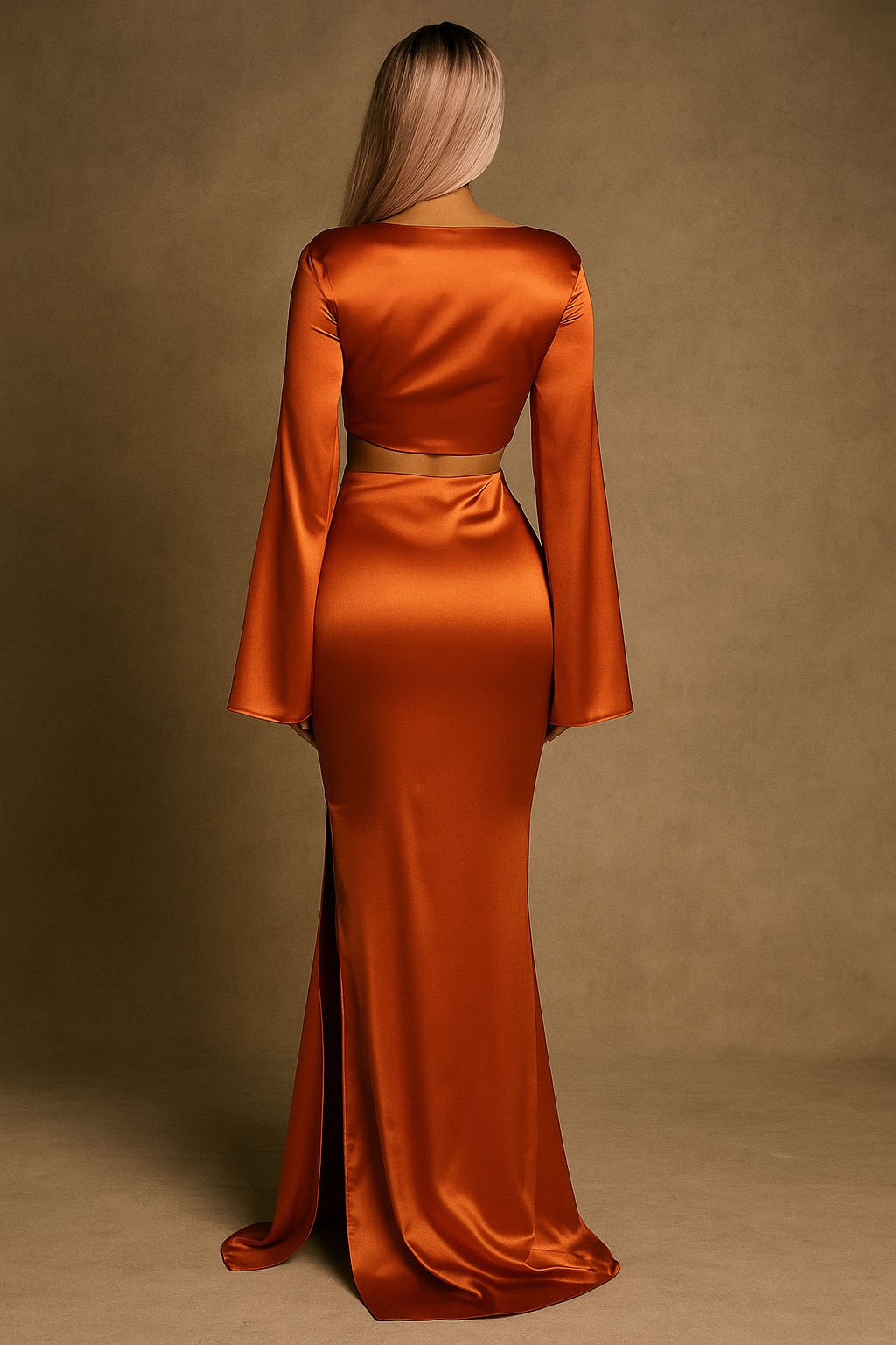 Celina™ Satin Flare Shirt & Maxi Skirt Set - Image 4
