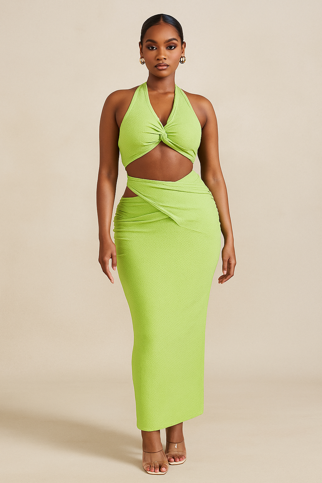 Serenya™ Halter Knot Top & Maxi Skirt Set - Image 1