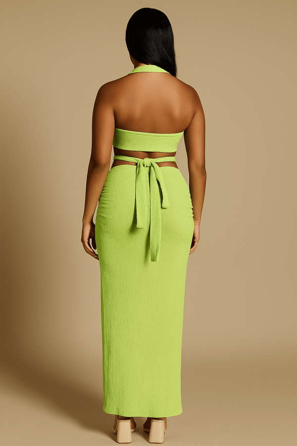 Serenya™ Halter Knot Top & Maxi Skirt Set - Image 3