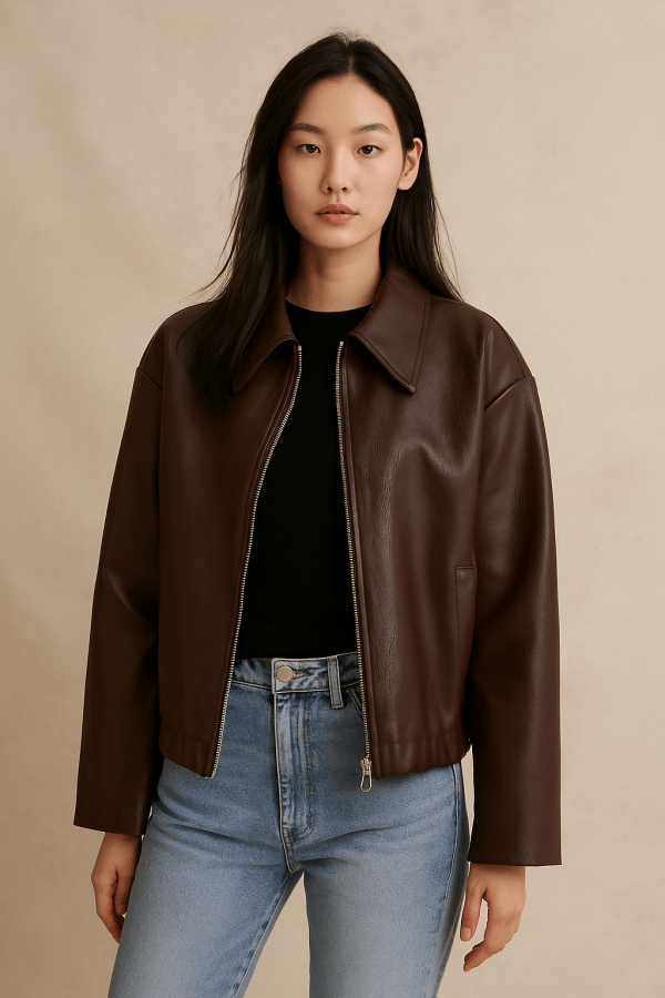 Aurelia™ Cropped Leather Jacket - Image 2