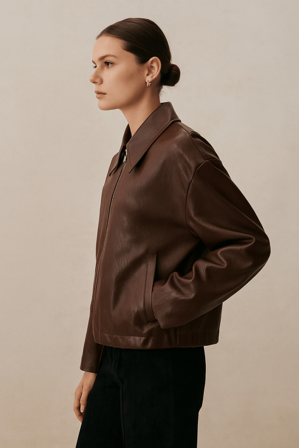 Aurelia™ Cropped Leather Jacket - Image 3