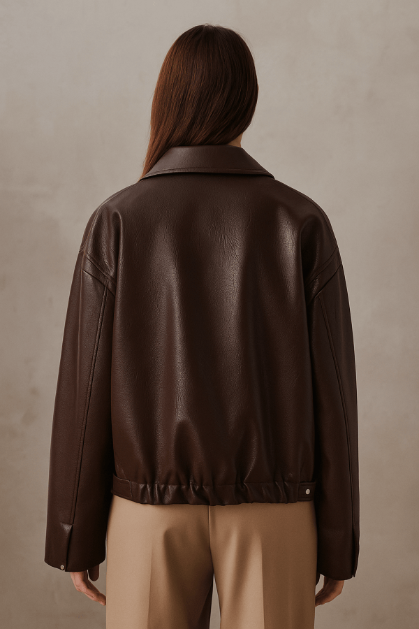 Aurelia™ Cropped Leather Jacket - Image 4