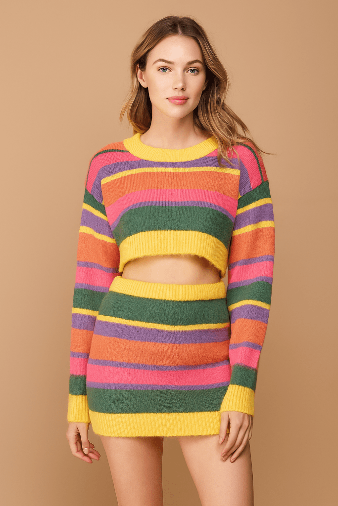 Serenya™ Knitted Crop Top & Mini Skirt Set
