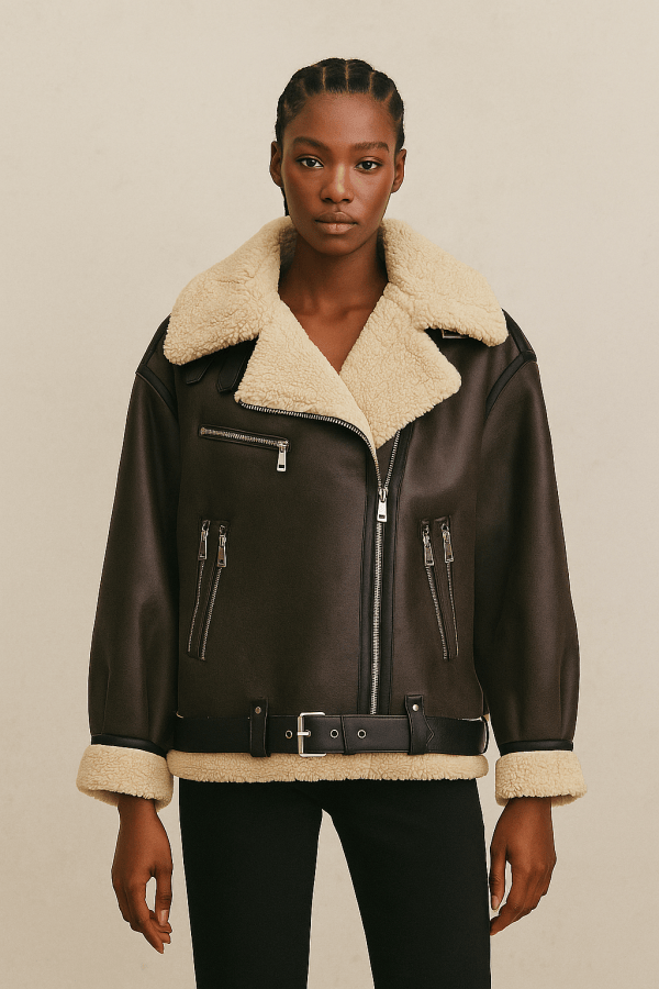 Aurelia™ Leather Aviator Fur Jacket - Image 2