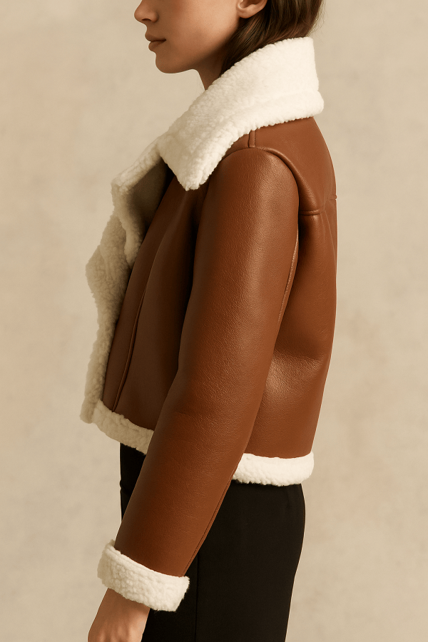Celestia™ Cropped Leather Jacket - Image 2