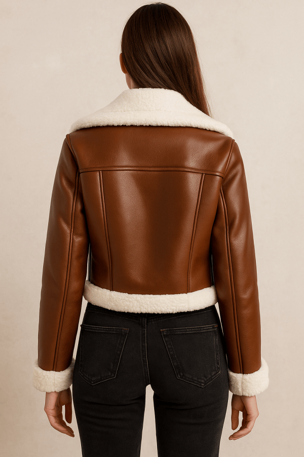 Celestia™ Cropped Leather Jacket - Image 3