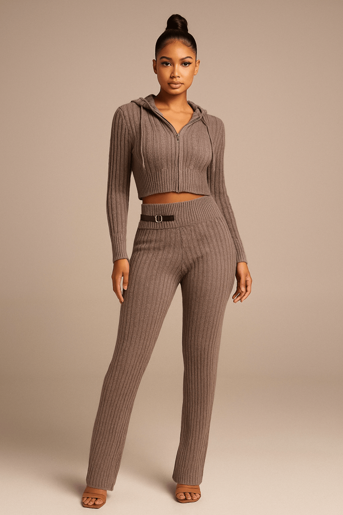 Isadora™ Knitted Zipper Hooded Set
