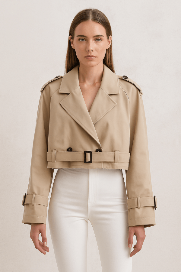 Elaris™ Belted Cropped Trench Jacket