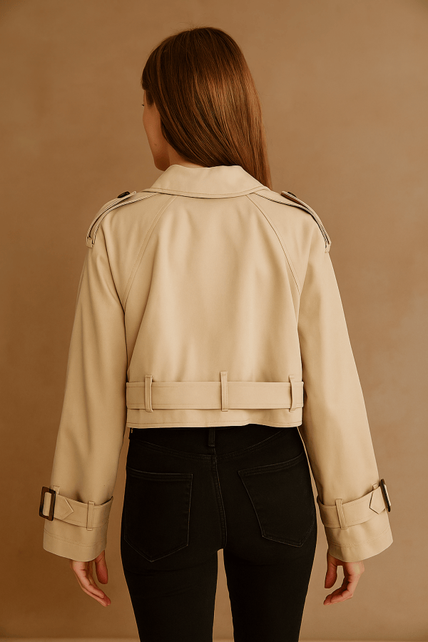 Elaris™ Belted Cropped Trench Jacket - Image 4