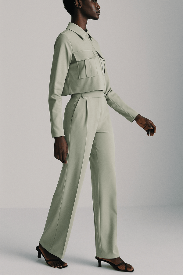 Orlena™ Cropped Jacket & Wide Leg Trousers Set - Image 3