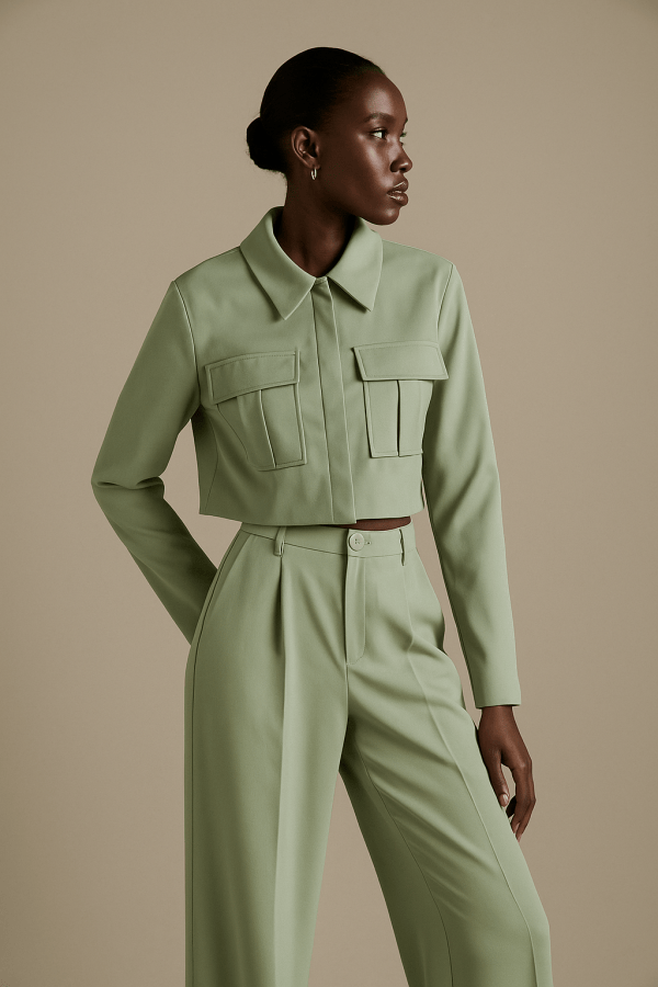 Orlena™ Cropped Jacket & Wide Leg Trousers Set - Image 2