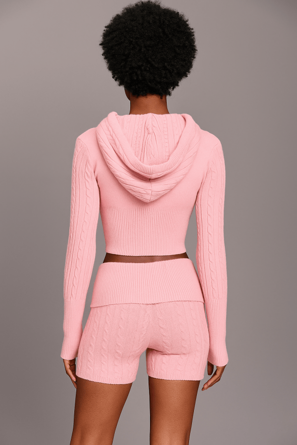 Amarisse™ Knitted Hooded Cardigan & Shorts Set - Image 5